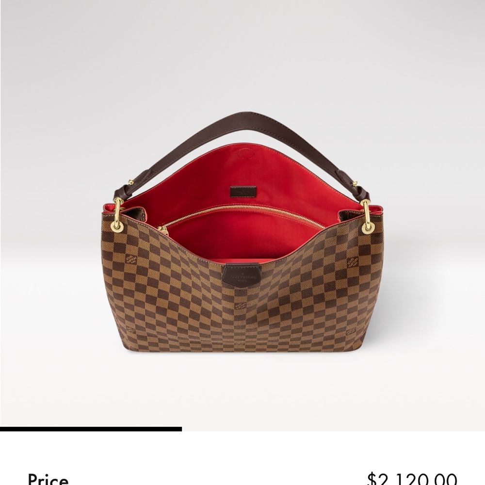Louis Vuitton Brown Checkered Shoulder Bag Red Interior USED TWICE…immaculate!